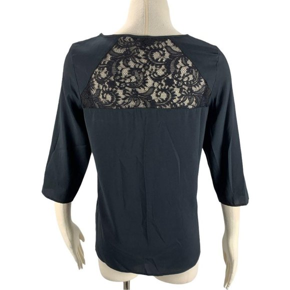 Express Small Blouse Black Lace Romantic S - Picture 2 of 7
